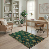 Emerald Peacock Feathers Area Rug