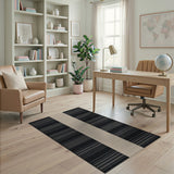 Bold Black Beige Vertical Stripe Area Rug
