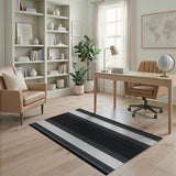 Black and White Black White Halftone Stripe Area Rug