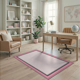 Pink Multi-Border Geometric Area Rug