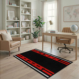 Bold Red Black Geometric Area Rug