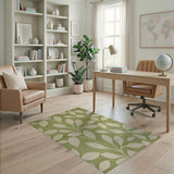 Emerald Green Leaf Pattern Area Rug