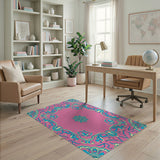 Vibrant Pink Persian Medallion Pink Area Rug