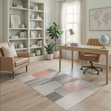 Abstract Geometric Grey Orange Circle Area Rug