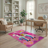 Pink Magical Unicorn Rainbow Pink Kids Rug