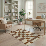Geometric Brown Tan Area Rug