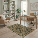 Beige Chamomile Wheat Floral Area Rug