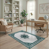 Teal Snowflake Medallion Area Rug