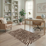 Brown Zebra Stripe Geometric Area Rug