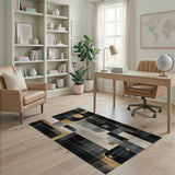 Gold Geometric Abstract Area Rug