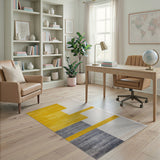 Bold Yellow Block Geometric Area Rug