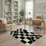 Black White Checkered Farmhouse Silhouettes Rug