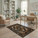 Black Tan Southwestern Geometric Area Rug