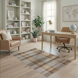 Brown and Tan Tan Brown Plaid Rustic Farmhouse Area Rug