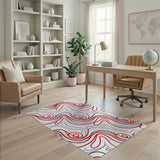 Cute Red Swirl Faces Area Rug
