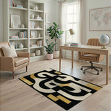 Gold and Silver Gold Accent Geometric Abstract Area Rug