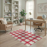 Vibrant Red Gingham Checkered Area Rug