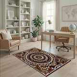 Intricate Brown Mandala Persian Area Rug