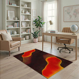 Fiery Red Abstract Blob Area Rug