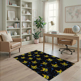 Cosmic Yellow Cartoon Cats Area Rug