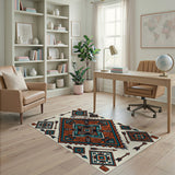 Southwestern Teal Terracotta Geometric Tribal Rug