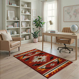 Southwestern Red Geometric Tribal Area Rug