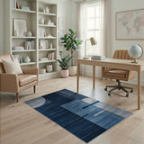 Modern Navy Blue Geometric Abstract Area Rug