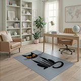 Spooky Black Cat with Glowing Eyes Area Rug