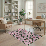 Pink Holly Berry Pattern Area Rug