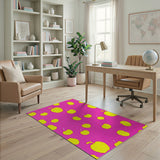 Playful Yellow Apples on Hot Pink Fruit Pattern Rug