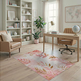 Blush Pink Gold Leaf Area Rug