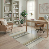 Geometric Modern Beige Neutral Horizontal Stripe Area Rug