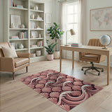 Pink Seashell Wave Coastal Rug