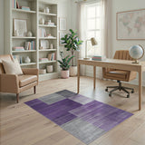 Geometric Modern Purple Grey Geometric Block Area Rug