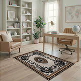 Ornate Traditional Persian Medallion Rug in Beige