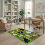 Playful Green Cats Cartoon Area Rug