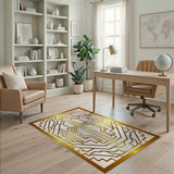 Luxe Gold Geometric Lattice Area Rug