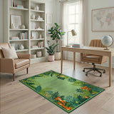 Jungle Adventure Kids Rug with Tiger Cubs Parrot