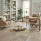 Serene Deer Silhouette Beige Abstract Rug