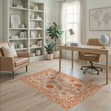 Orange Birds Floral Persian Area Rug