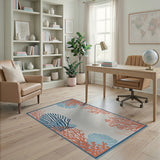 Coastal Seashell Coral Area Rug