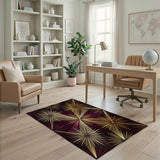 Purple Gold Starburst Geometric Area Rug