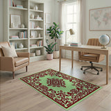 Mint Green Traditional Persian Medallion Rug