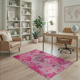 Pink Floral Vintage Pink Rose Floral Vintage Area Rug