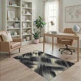 Bold Black White Diagonal Stripe Rug