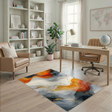 Abstract Flow Orange Gold Area Rug