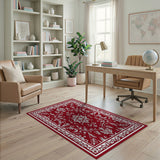 Red Ornate Persian Floral Medallion Rug