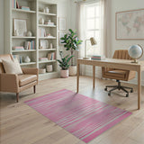 Bold Pink Striped Geometric Area Rug