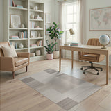 Beige Grey Geometric Block Area Rug