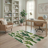Whimsical Green Cacti Succulent Pattern Rug